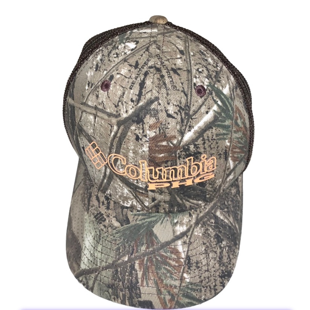 COLUMBIA PFG Camouflage trucker hat men’s size S/m medium - Picture 10 of 14